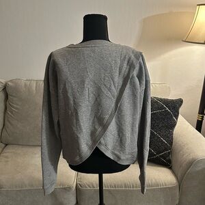 Gray Crewneck Sweatshirt with Swoop Detail on Back